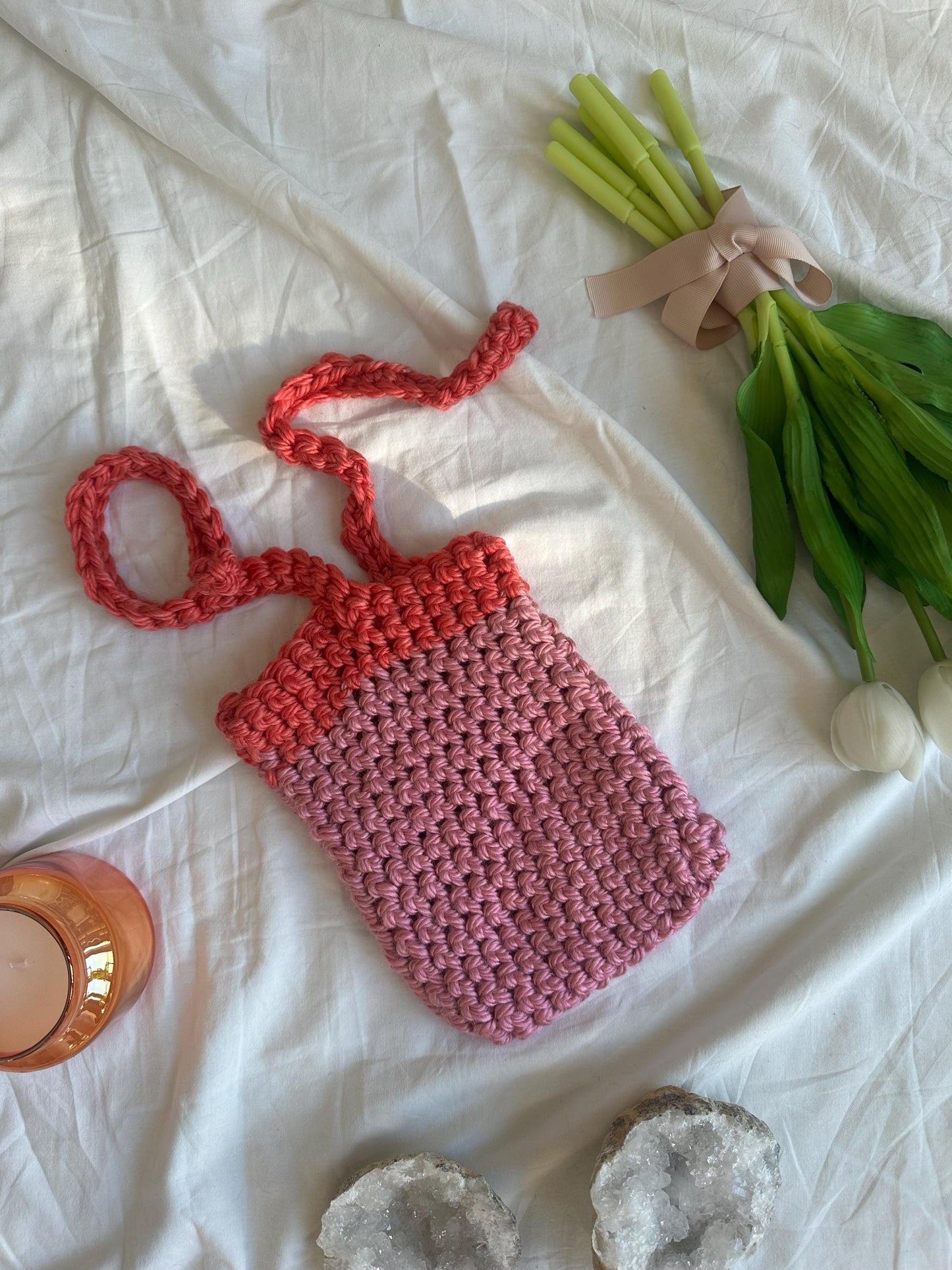 Handmade e-reader sleeve pink/red