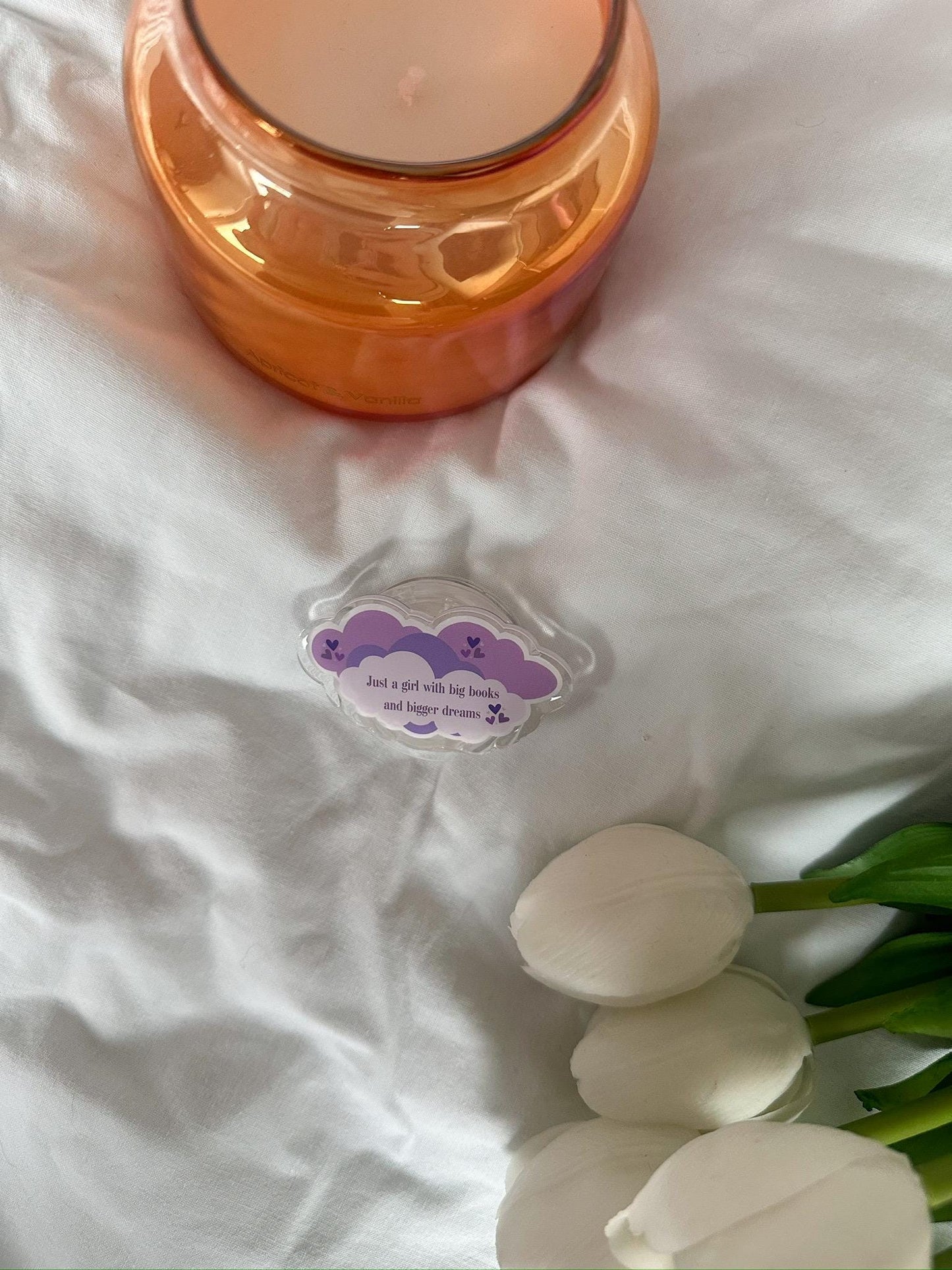 Just a girl with big books and bigger dreams grip for e-reader or phone