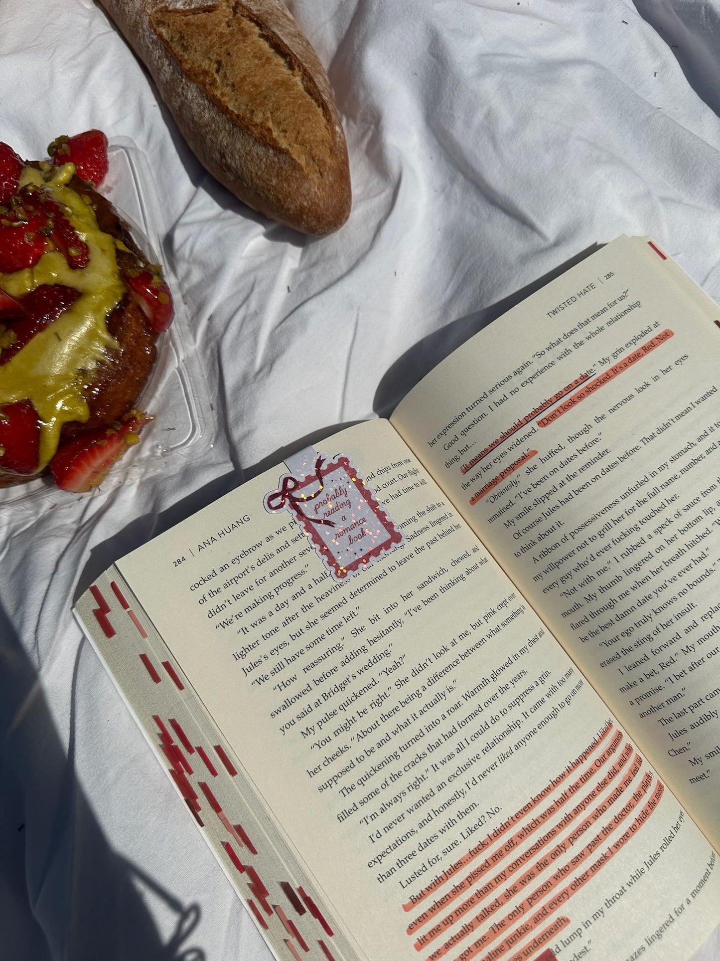 Probably reading a romance book - sparkling magnetic bookmark