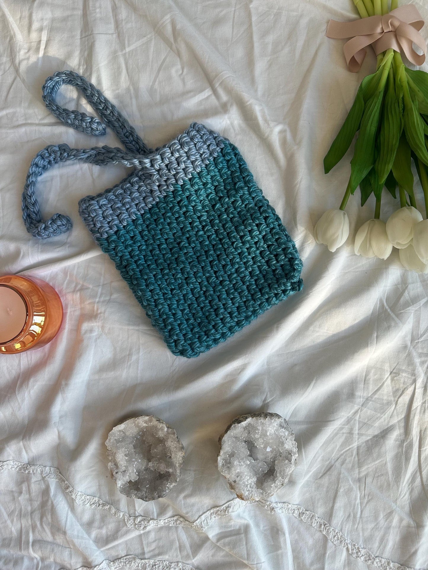 Handmade e-reader sleeve blue/teal