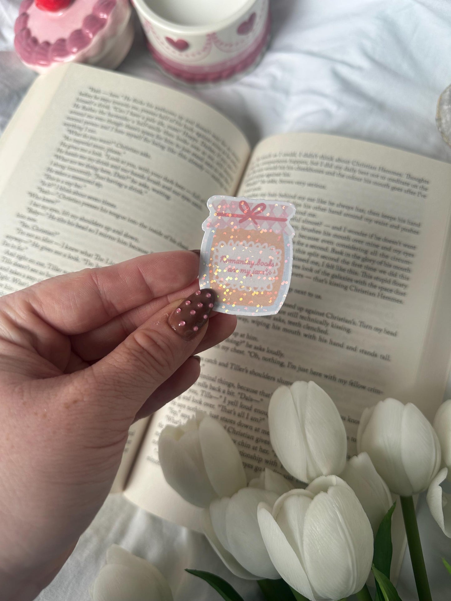 Thrillers/Romance/Fantasy/Romantasy books are my jam shiny sticker