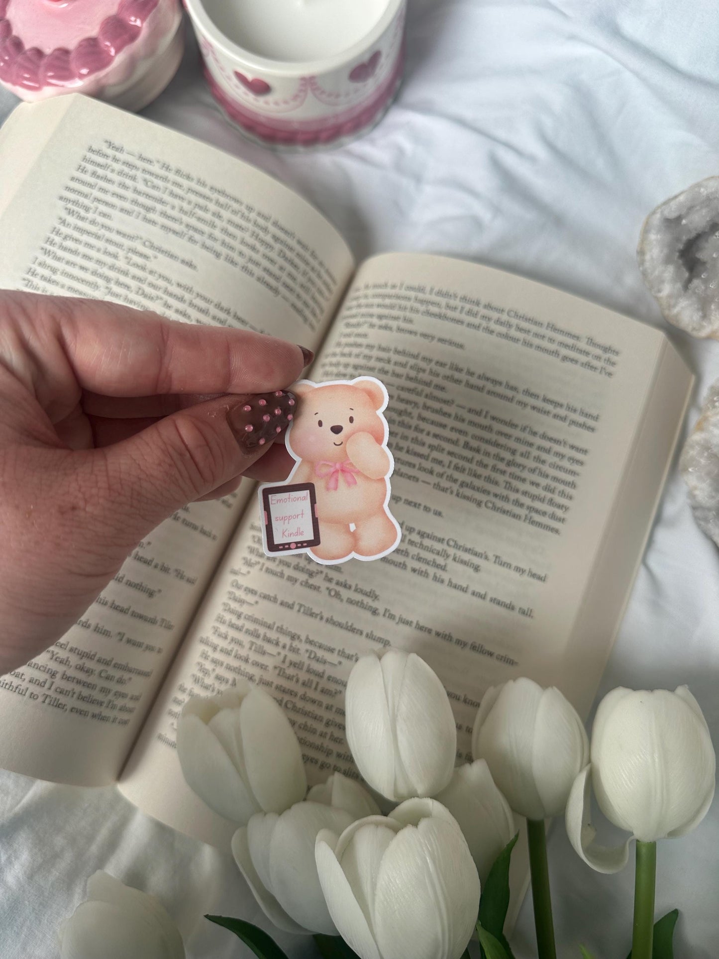 Emotional support Kindle bear sticker