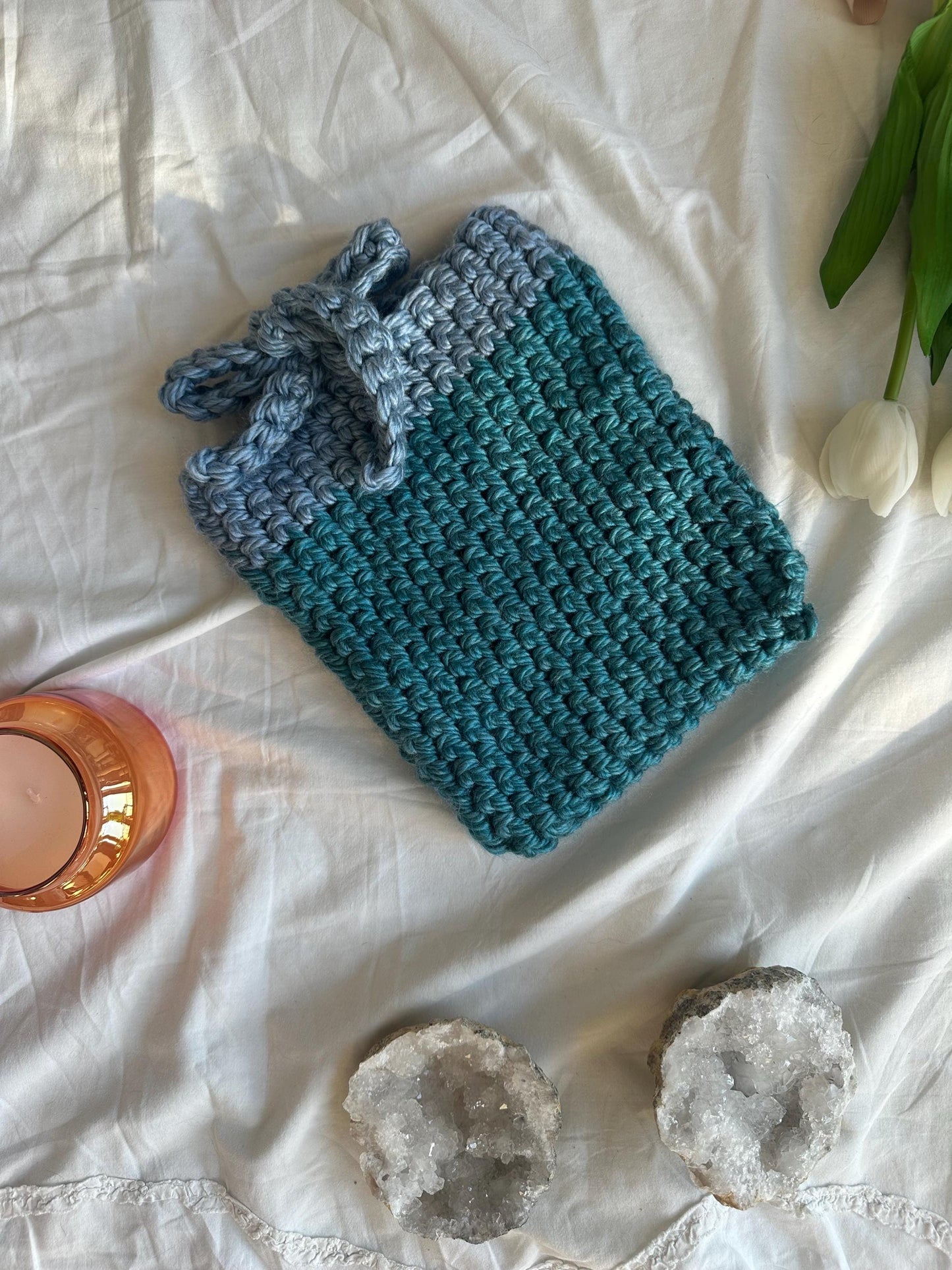 Handmade e-reader sleeve blue/teal