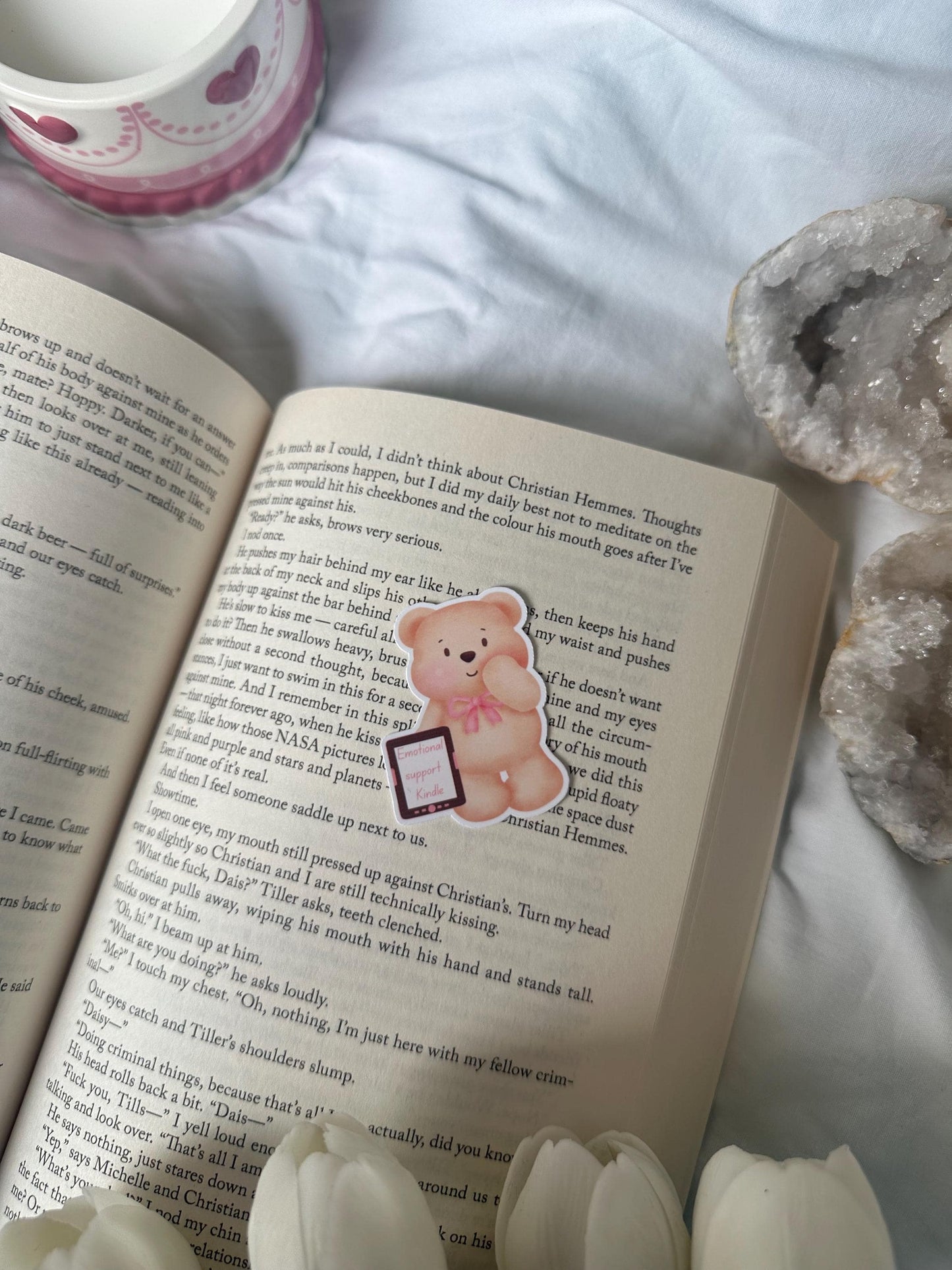 Emotional support Kindle bear sticker
