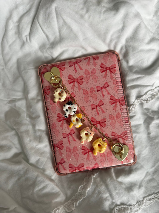 Kindle/Kobo double charm chain - Donut kitties