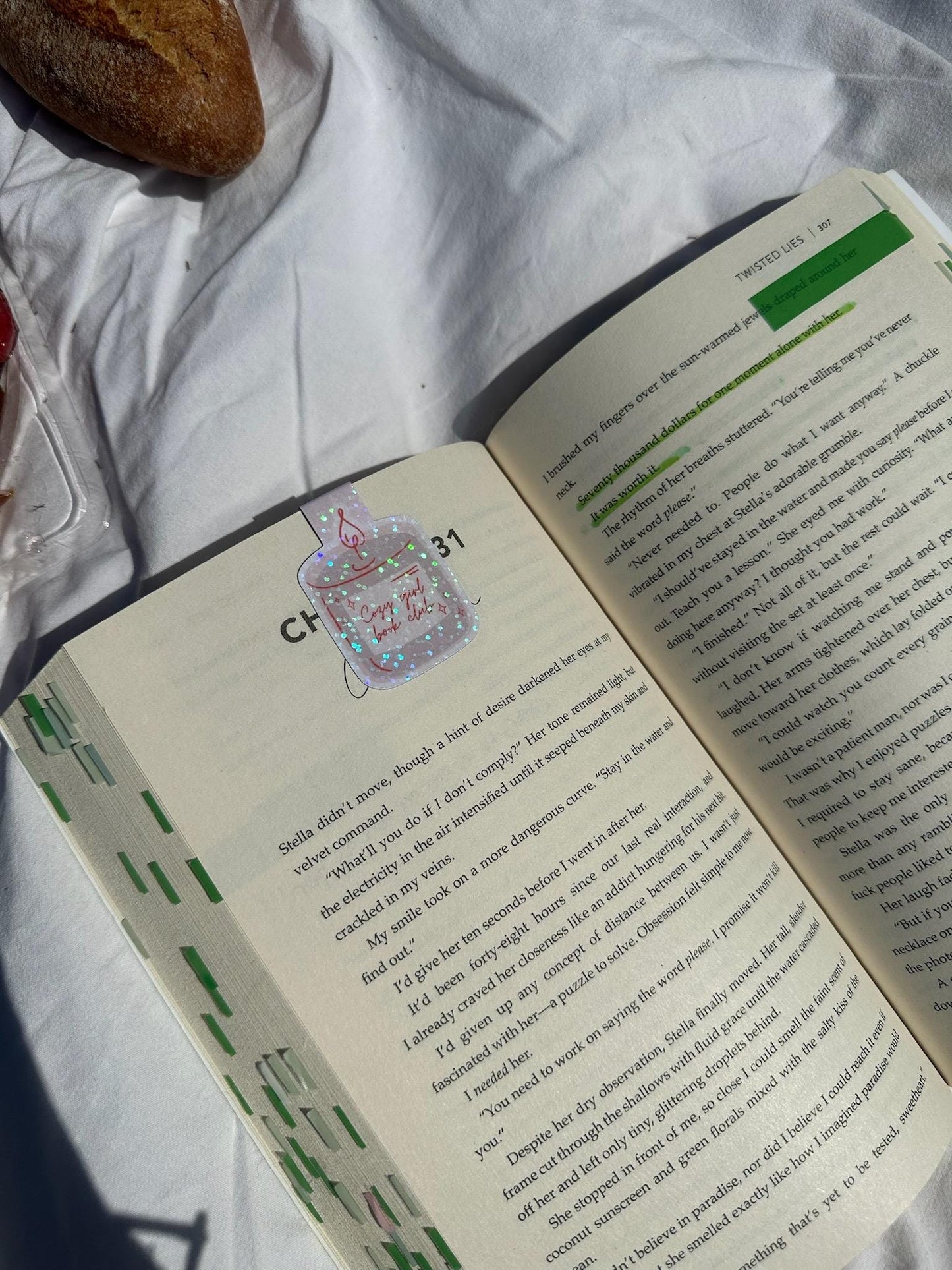 Cozy girl book club - sparkling magnetic bookmark