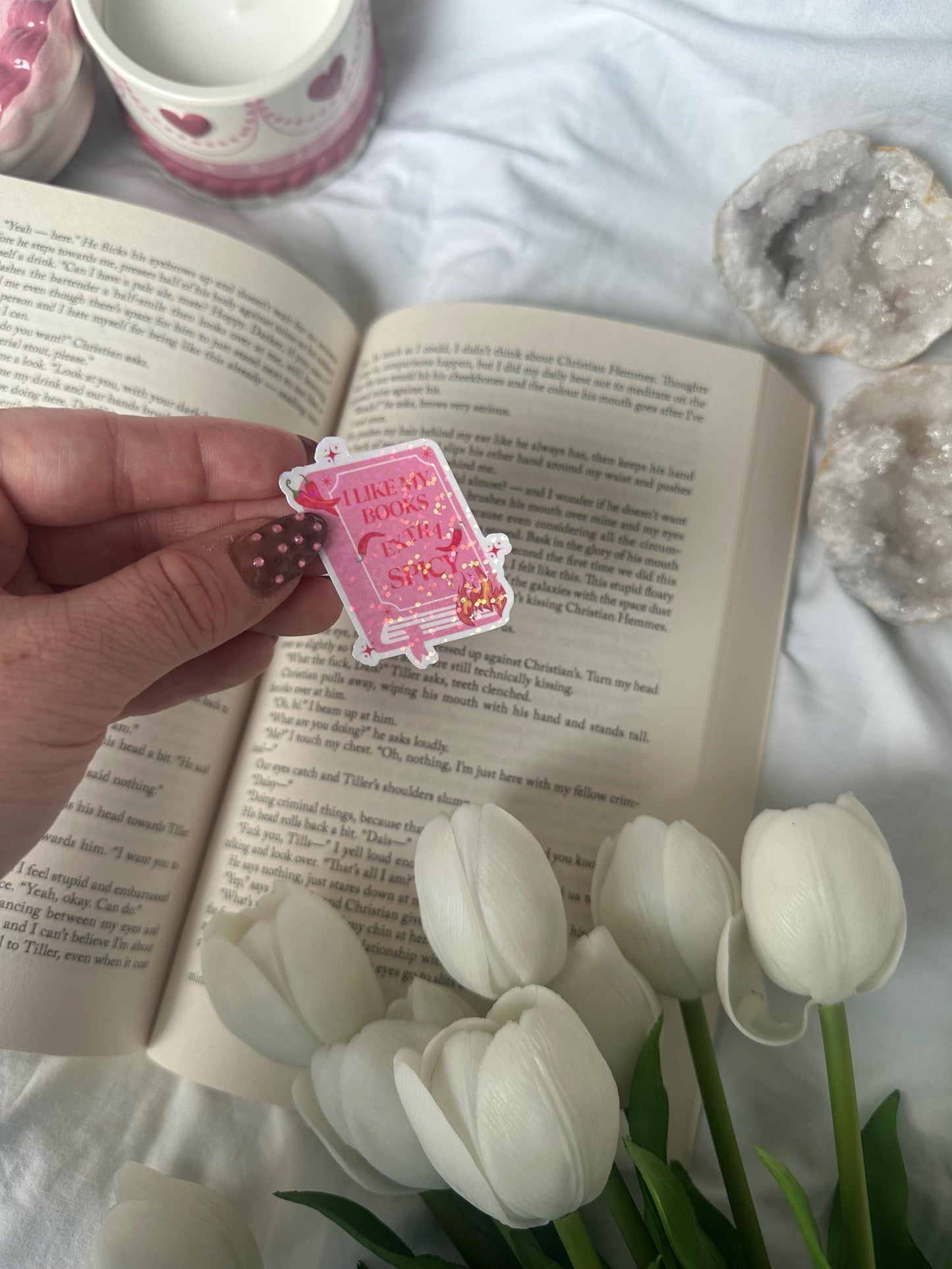 I like my books extra spicy shiny sticker