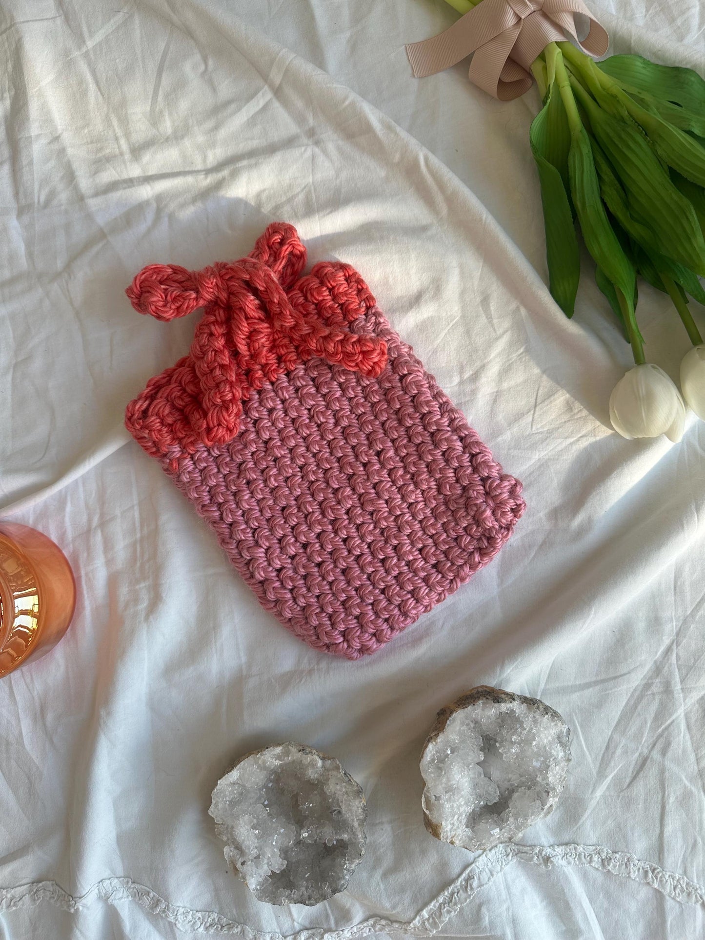 Handmade e-reader sleeve pink/red